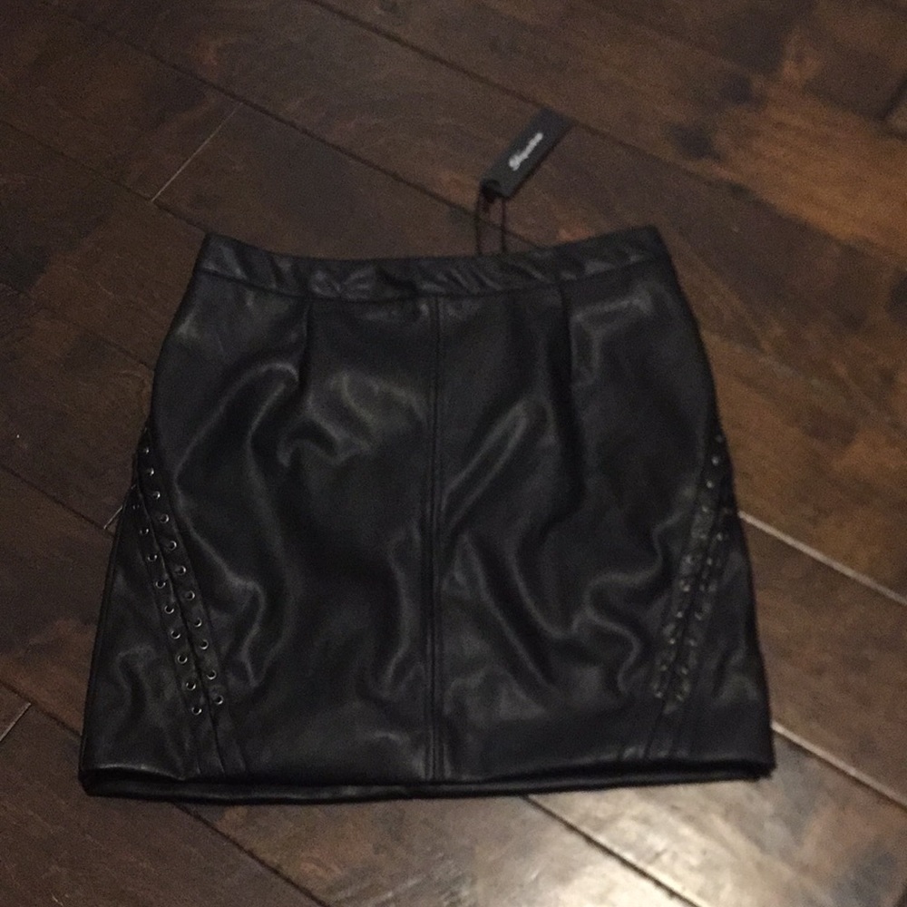 Soft faux leather black mini skirt